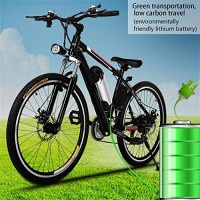 loukou 25inch Wheel 21-Speed City Electric Mountain Bike Cycling Bicycle E-Bike with Large Capacity Removable Lithium-Ion Battery Black - B0789QLN9S